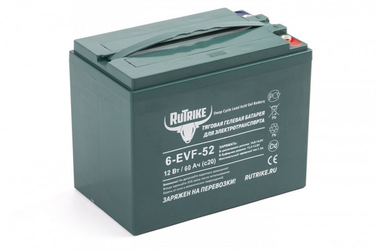 Тяговый гелевый аккумулятор RuTrike 6-EVF-52A (12V52A/H C3) в Новосибирске