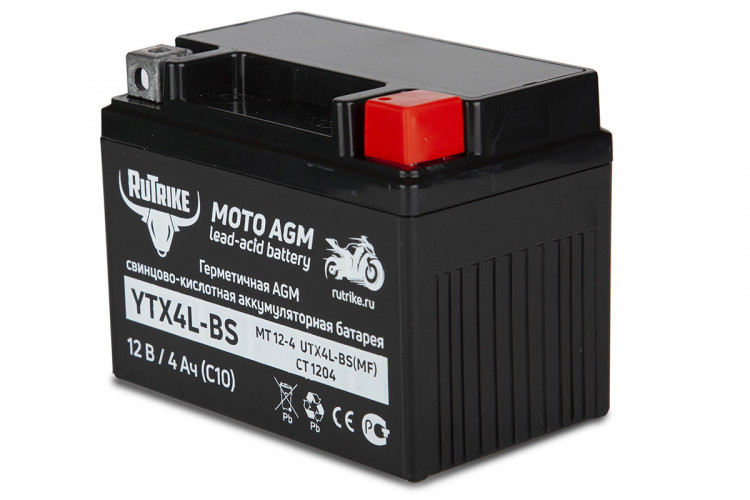 Аккумулятор стартерный для мототехники Rutrike YTX4L-BS (12V/4Ah) в Новосибирске