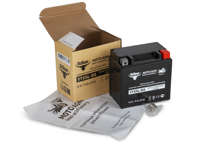 Аккумулятор стартерный для мототехники Rutrike YTX5L-BS (12V/5Ah) в Новосибирске