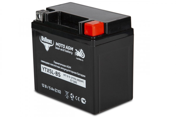 Аккумулятор стартерный для мототехники Rutrike YTX5L-BS (12V/5Ah) в Новосибирске