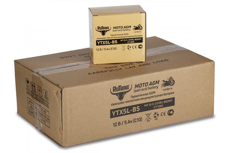 Аккумулятор стартерный для мототехники Rutrike YTX5L-BS (12V/5Ah) в Новосибирске