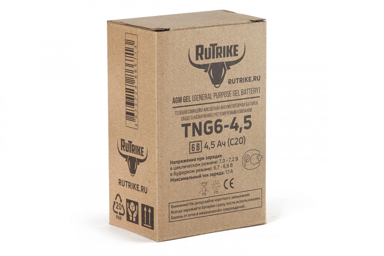 Тяговый гелевый аккумулятор RuTrike TNG 6-4,5 (6V4,5A/H C20) в Новосибирске