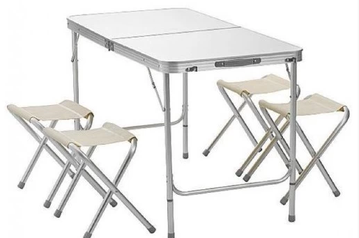 Набор стол раскладной водостойкий 120х60 и 4 табурета в Новосибирске